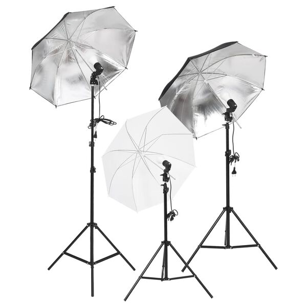 vidaXL fotostudies&aelig;t med lampes&aelig;t + baggrund og reflektor