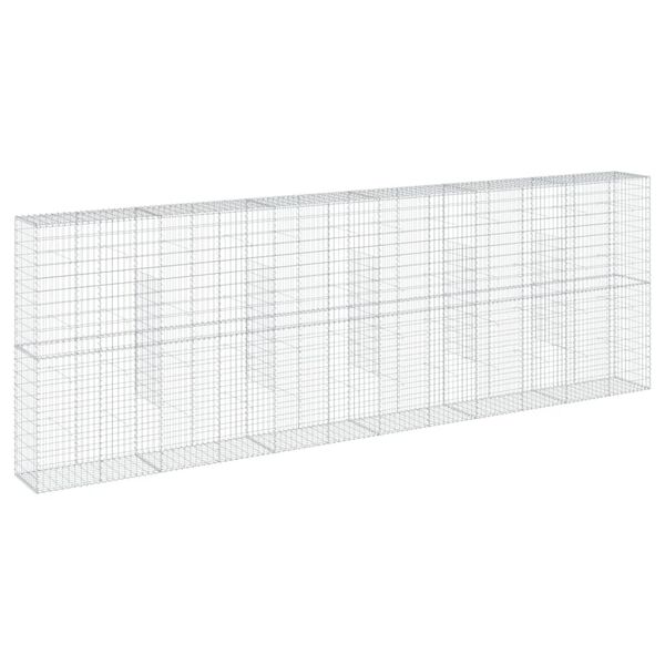 vidaXL gabionkurv med cover 600x50x200 cm galvaniseret jern