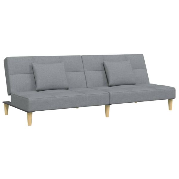 vidaXL 2-personers sovesofa med fodskammel stof lysegr&aring;