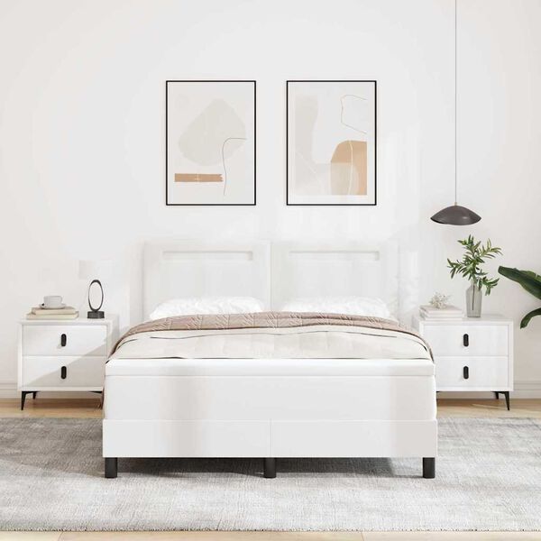 vidaXL Box spring seng med madras Hvid 140 x 200 cm Kunstl&aelig;der