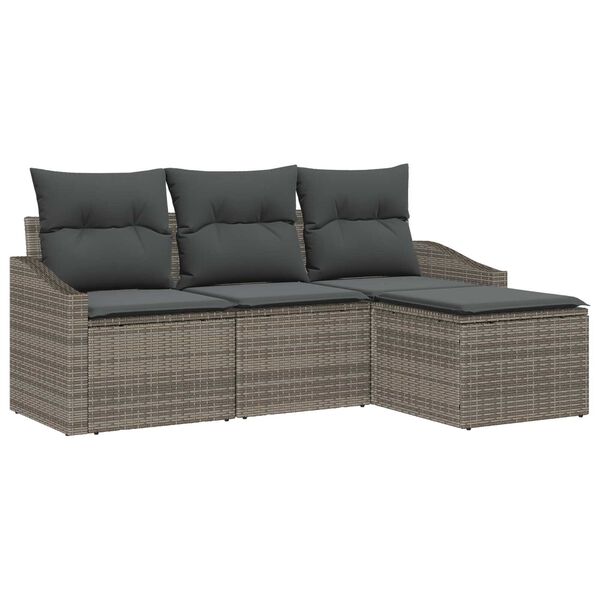 vidaXL Sofa Sæt med pude 4 pcs Grå polyrattan