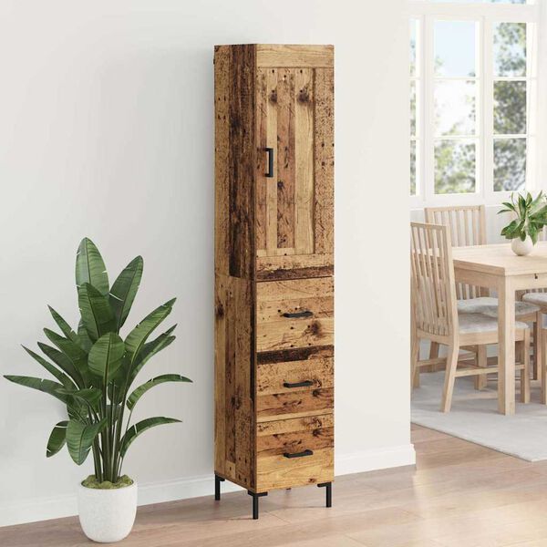vidaXL Highboard Gammelt tr&aelig; 34,5 x 34 x 180 cm Konstrueret tr&aelig;