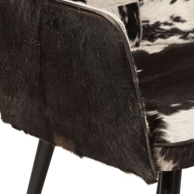 vidaXL lænestol med fodskammel ægte læder sort
