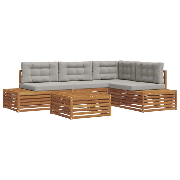 vidaXL Udend&oslash;rs sofagruppe med pude 5 Stk Naturlig og Lys Gr&aring;