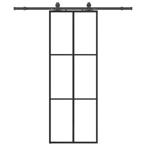 vidaXL skyded&oslash;r med hardwares&aelig;t 76x205 cm ESG glas sort