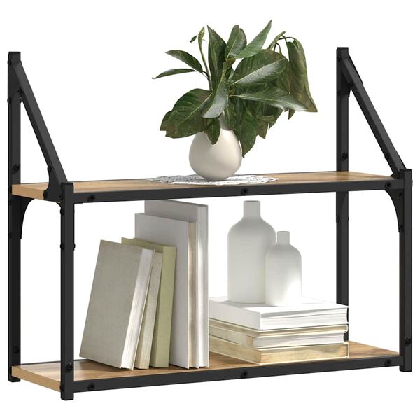 vidaXL Væghylde med hylde artisan eg 60 x 21 x 51 cm Konstrueret træ