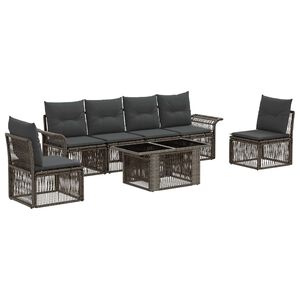 vidaXL Havesofa S&aelig;t 7 stk. Gr&aring; og M&oslash;rkegr&aring; polyrattan