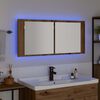 vidaXL LED Spejlskab Artisan Egetr&aelig; 100 x 12 x 45 cm Konstrueret tr&aelig;