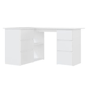 vidaXL skrivebord til hj&oslash;rne 145x100x76 cm konstrueret tr&aelig; hvid