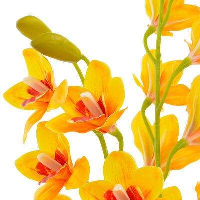 vidaXL kunstig plante orkidé med urtepotte gul 90 cm