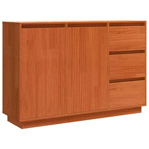 vidaXL Sideboard med skuffe Brun eg 111 x 34 x 75 cm Massiv fyrretr&aelig;