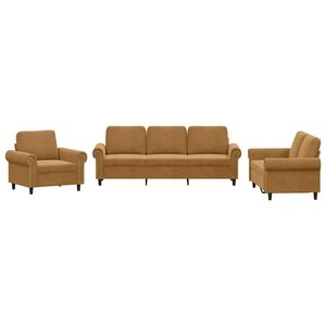 vidaXL sofas&aelig;t 3 dele med hynder velour brun