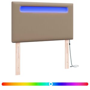 vidaXL LED sengegavl Cappuccino Faux l&aelig;der