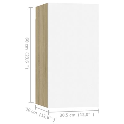 vidaXL tv-bord 30,5x30x60 cm konstrueret træ hvid og sonoma-eg