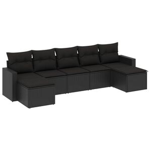 vidaXL sofas&aelig;t til haven 7 dele med hynder polyrattan sort