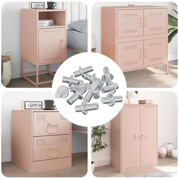 vidaXL Hylde Peg 12 pcs S&oslash;lv 8,6 x 8,6 x 14,6 mm St&aring;l