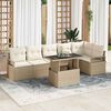 vidaXL Havesofa Sæt med pude 7 pcs Beige Poly rattan