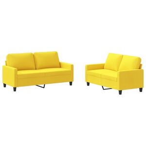 vidaXL sofas&aelig;t 2 dele med hynder stof lysegul