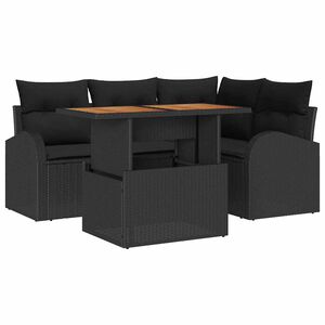 vidaXL Havesofa S&aelig;t med opbevaring 5 pcs Sort Poly rattan