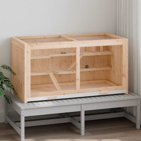 vidaXL hamsterbur 104x52x54 cm massivt tr&aelig; gran