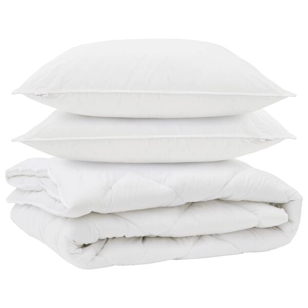 vidaXL Års tid dyne med pude 3 pcs Hvid Microfiber