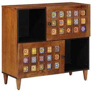 vidaXL Sideboard med d&oslash;r Valn&oslash;d 80 x 33 x 75 cm Massivt mangotr&aelig;
