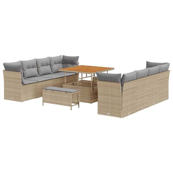 vidaXL Havesofa Sæt 11 pcs Beige polyrattan