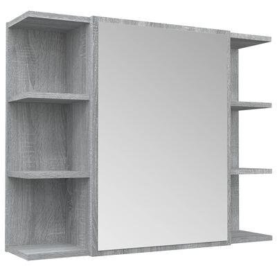 vidaXL skab med spejl 80x20,5x64 cm konstrueret træ grå sonoma-eg
