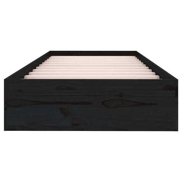 vidaXL sengeramme 75x190 cm Small Single massivt tr&aelig; sort