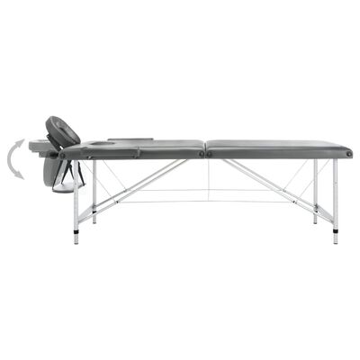 vidaXL massagebord med 2 zoner aluminiumsstel 186x68 cm antracitgrå