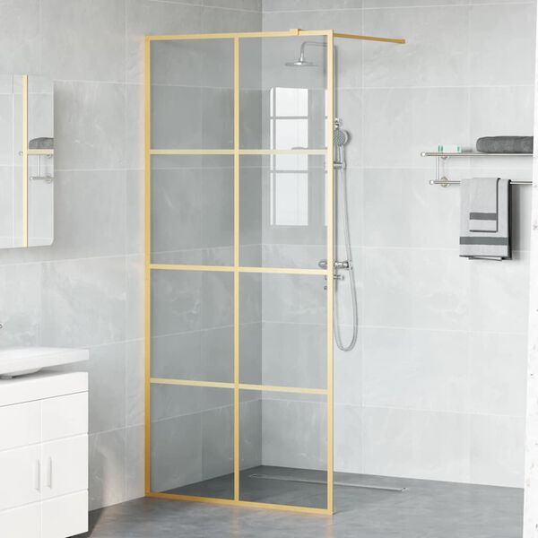 vidaXL Walk-in brusev&aelig;g Guld 90 x 195 cm h&aelig;rdet glas
