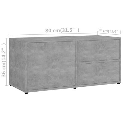 vidaXL tv-bord 80x34x36 cm konstrueret træ betongrå