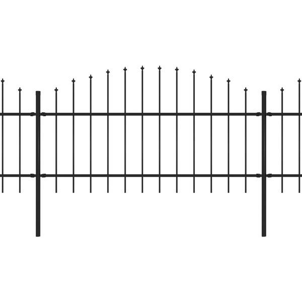 vidaXL havehegn med spydtop (1-1,25) x 13,6 m sort stål
