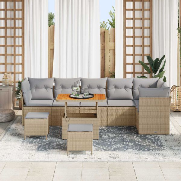 vidaXL Havesofa S&aelig;t 8 pcs Beige polyrattan