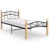 vidaXL sengeramme 90x200 cm metal og massivt egetr&aelig; sort