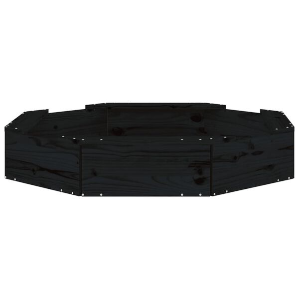 vidaXL sandkasse med sæder ottekantet massivt fyrretræ sort