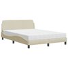 vidaXL seng med madras Dover 140x190 cm stof cremefarvet