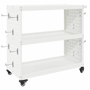 vidaXL V&aelig;rkt&oslash;jsvogn med hylde Hvid 75 x 35 x 73 cm Koldvalset st&aring;l