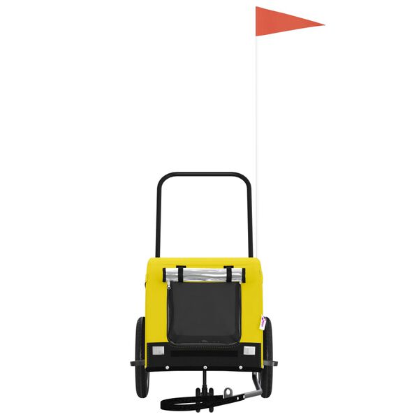 vidaXL hundetrailer til cykel oxfordstof og jern gul og sort