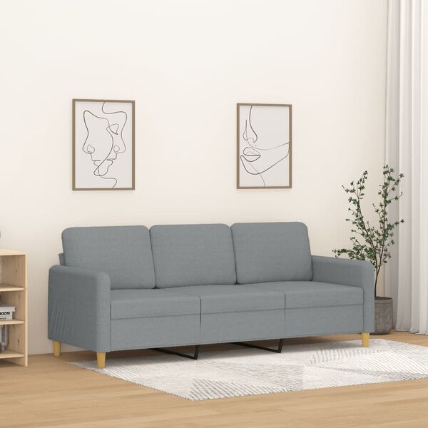 vidaXL 3-personers sofa 180 cm stof lysegr&aring;