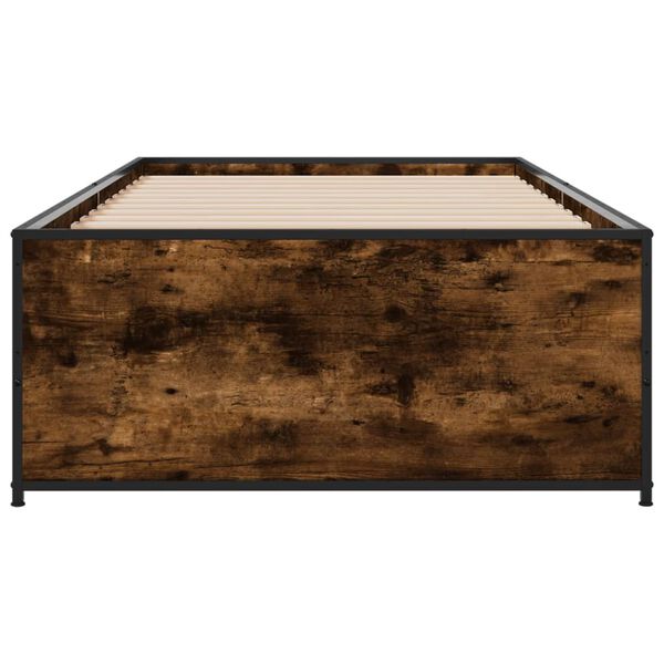 vidaXL sengeramme 75x190 cm konstrueret træ og metal røget eg