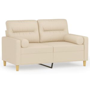 vidaXL 2-personers sofa med pyntepuder 120 cm stof cremefarvet
