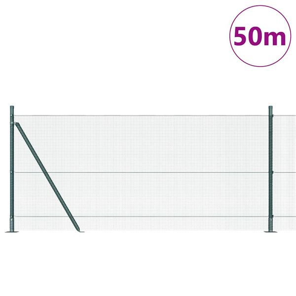 vidaXL Hegnspæl Grøn 50 x 1 m (12 x 12 mm net) Stål og PVC