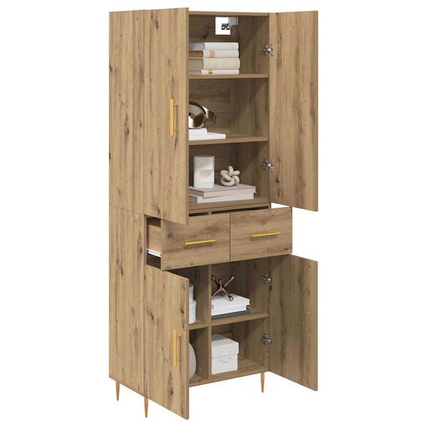 vidaXL Highboard Artisan Egetr&aelig; 69,5 x 34 x 180 cm Konstrueret tr&aelig;