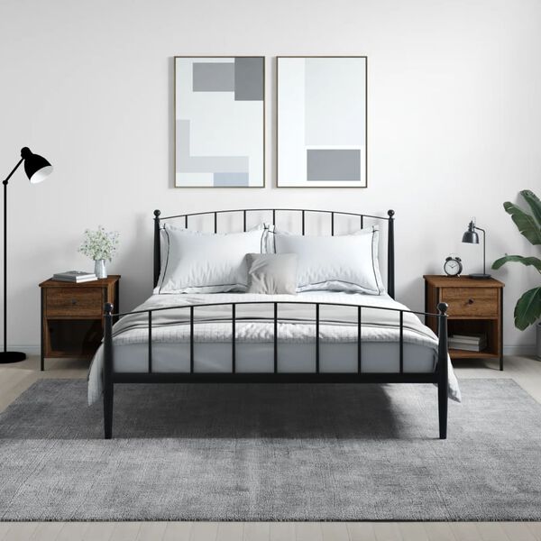 vidaXL sengeborde 2 stk. 40x42x50 cm konstrueret tr&aelig; brunt egetr&aelig;