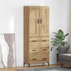 vidaXL Highboard med skuffe 2 pcs Artisan Egetr&aelig; Konstrueret tr&aelig;