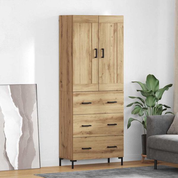 vidaXL Highboard med skuffe 2 pcs Artisan Egetr&aelig; Konstrueret tr&aelig;