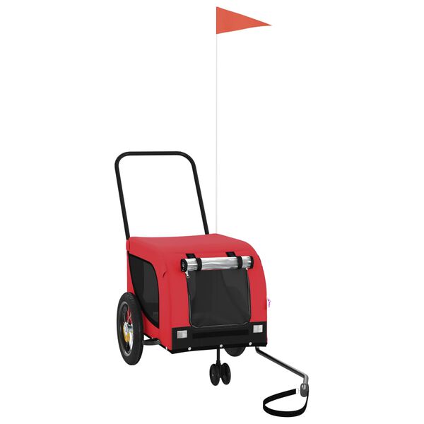 vidaXL hundetrailer til cykel oxfordstof og jern rød og sort