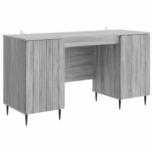 vidaXL Bord med hylde Gr&aring; sonoma-eg 142,5 x 50 x 75 cm Konstrueret tr&aelig;