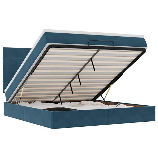 vidaXL osmannisk sengeramme med madrasser 180x200 cm fl&oslash;jl m&oslash;rkebl&aring;